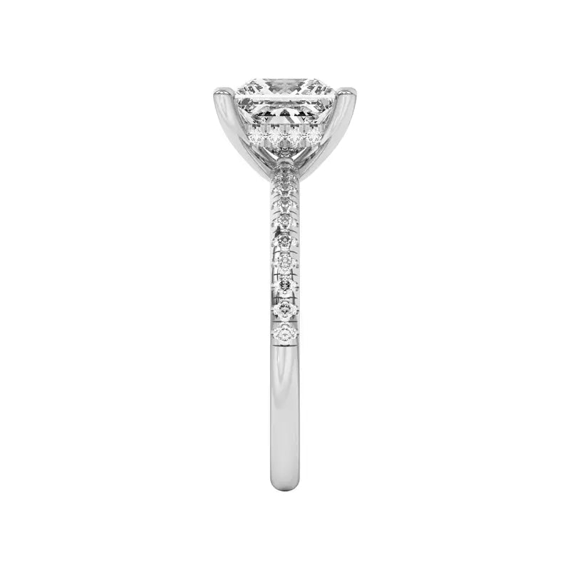 Princess Cut Lab Grown Pave Engagement Ring