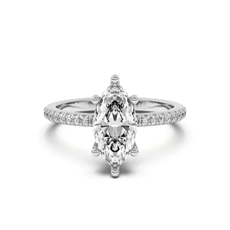 Marquise Lab Grown Pave Engagement Ring