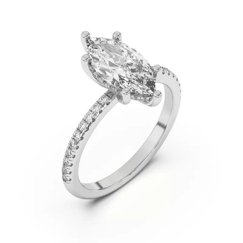 Marquise Lab Grown Pave Engagement Ring