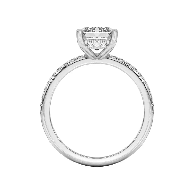 Emerald Cut Lab Grown Pave Engagement Ring
