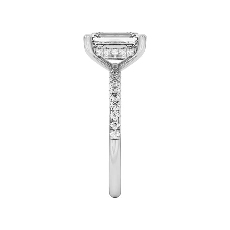 Emerald Cut Lab Grown Pave Engagement Ring