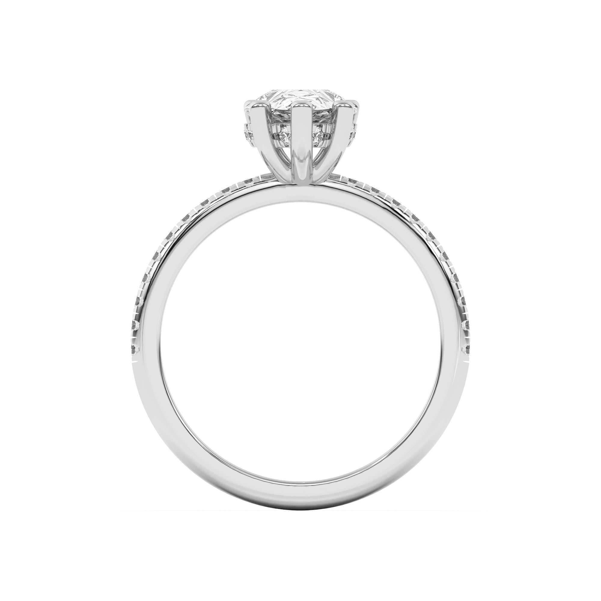 Pear Shape Lab Grown Pave Engagement Ring