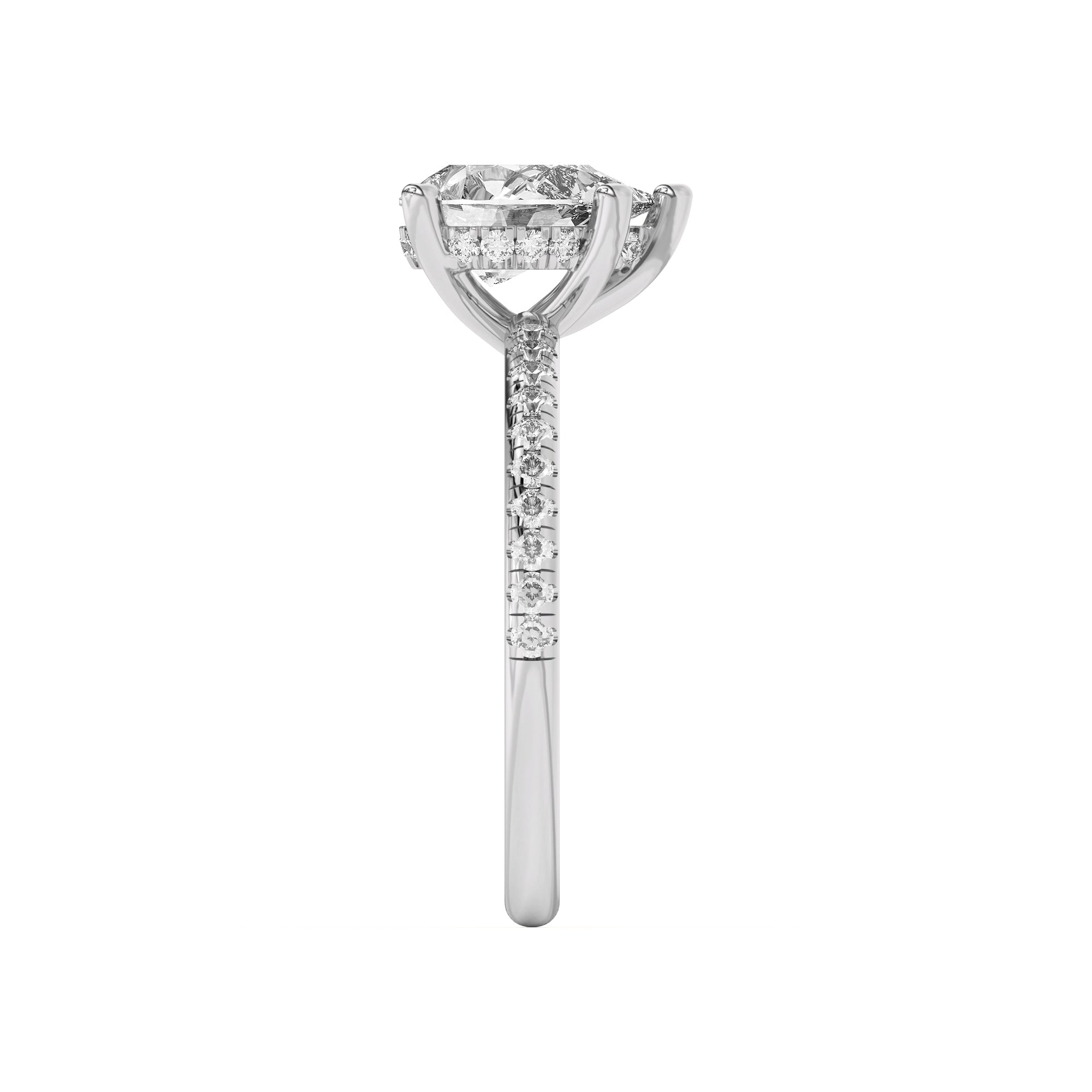Pear Shape Lab Grown Pave Engagement Ring