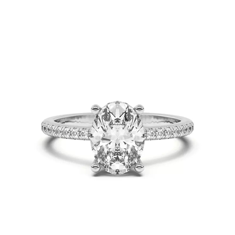 Oval Lab Grown Pave Engagement Ring