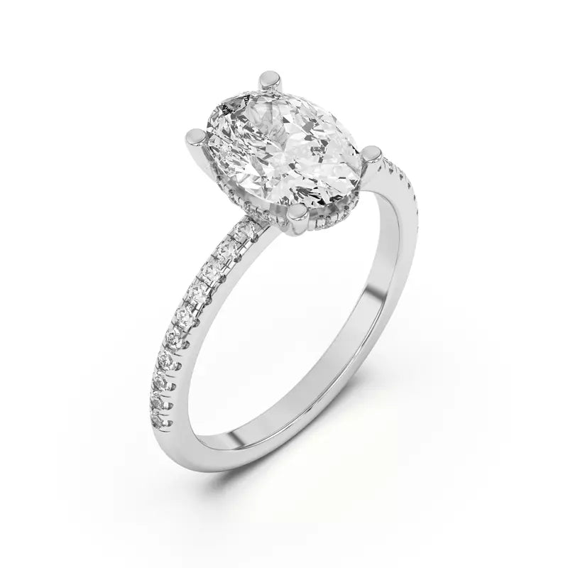 Oval Lab Grown Pave Engagement Ring