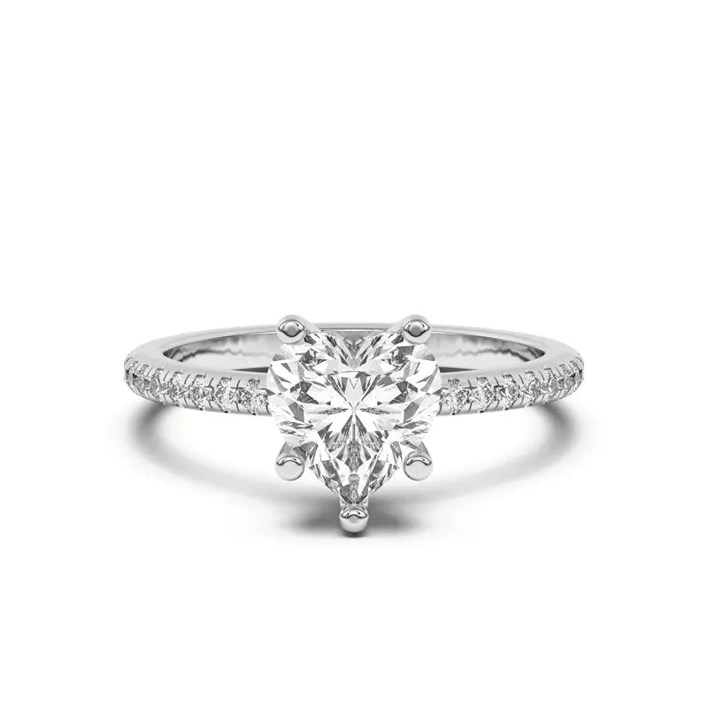 Heart Shape Lab Grown Pave Engagement Ring