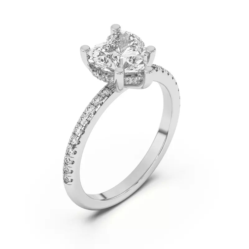 Heart Shape Lab Grown Pave Engagement Ring