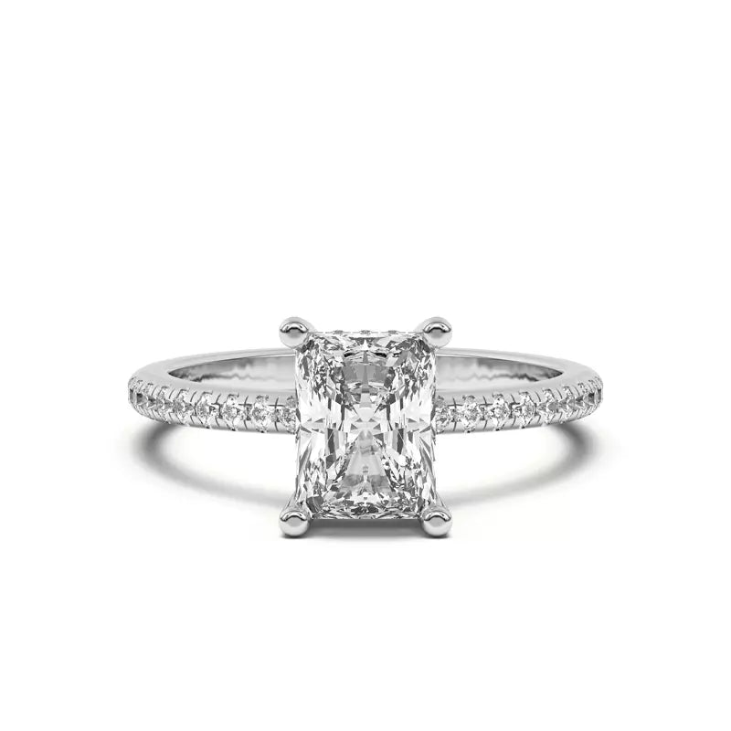 Radiant Cut Lab Grown Pave Engagement Ring