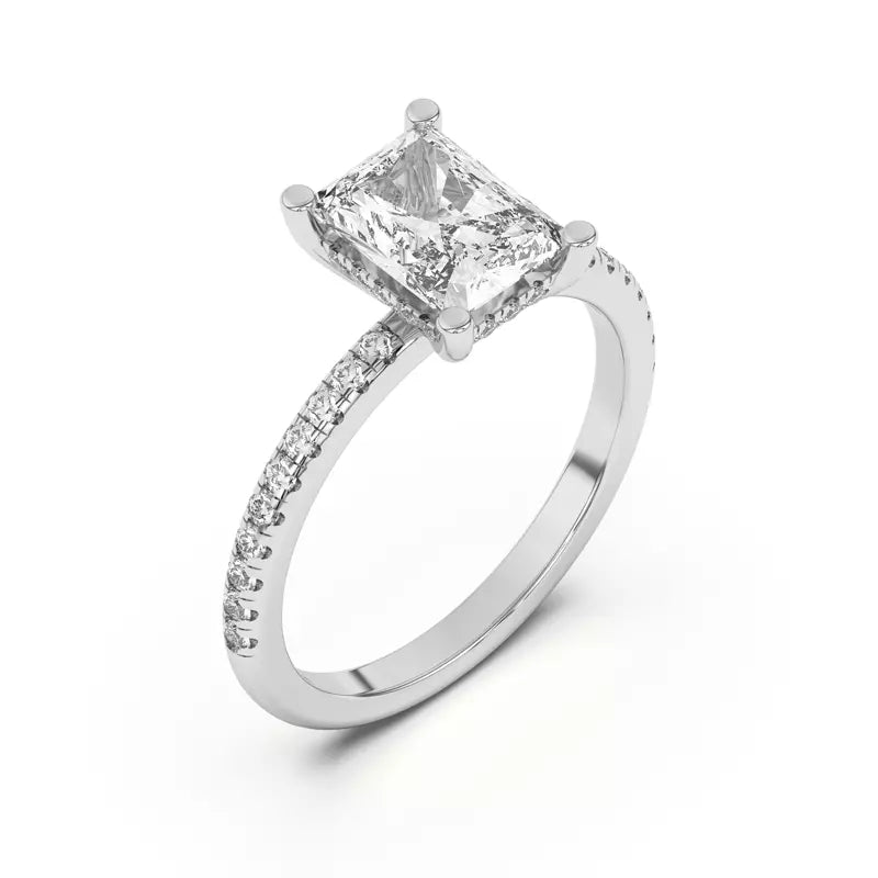 Radiant Cut Lab Grown Pave Engagement Ring