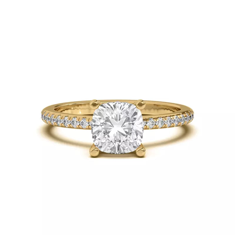 Cushion Lab Grown Pave Engagement Ring