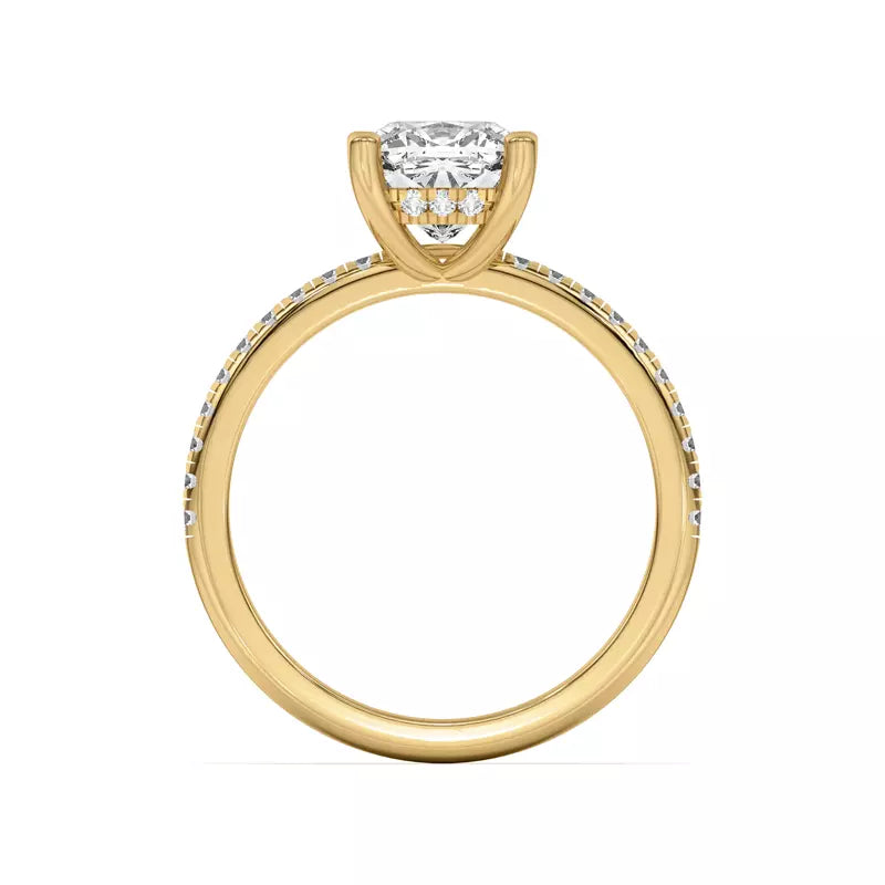 Cushion Lab Grown Pave Engagement Ring