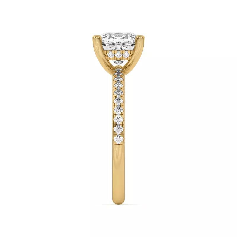 Cushion Lab Grown Pave Engagement Ring