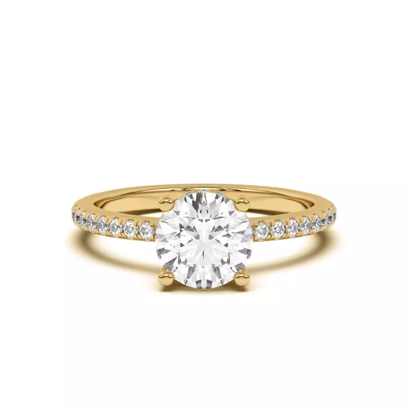 Round Cut Lab Grown Pave Engagement Ring
