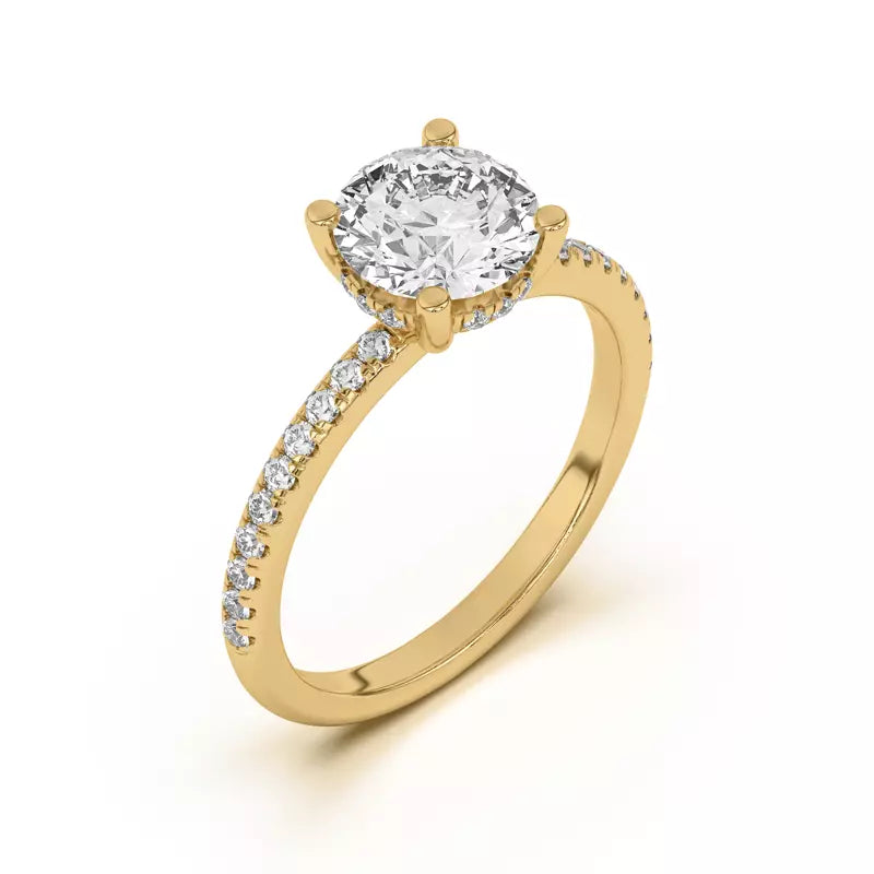 Round Cut Lab Grown Pave Engagement Ring