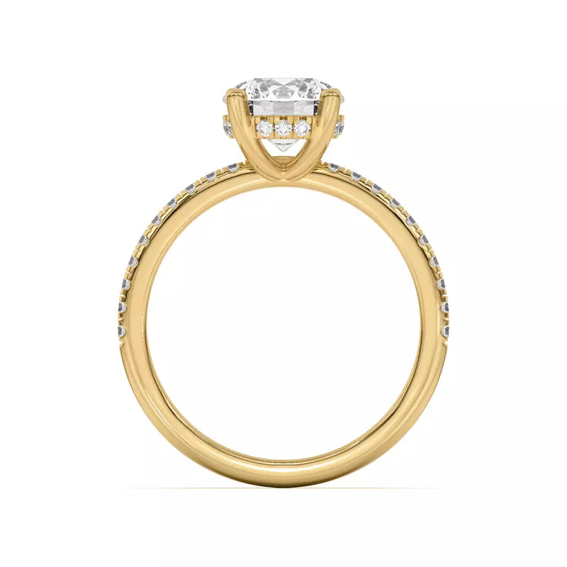 Round Cut Lab Grown Pave Engagement Ring
