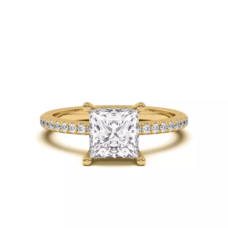 Princess Cut Lab Grown Pave Engagement Ring