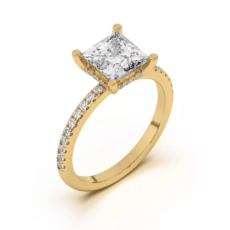 Princess Cut Lab Grown Pave Engagement Ring