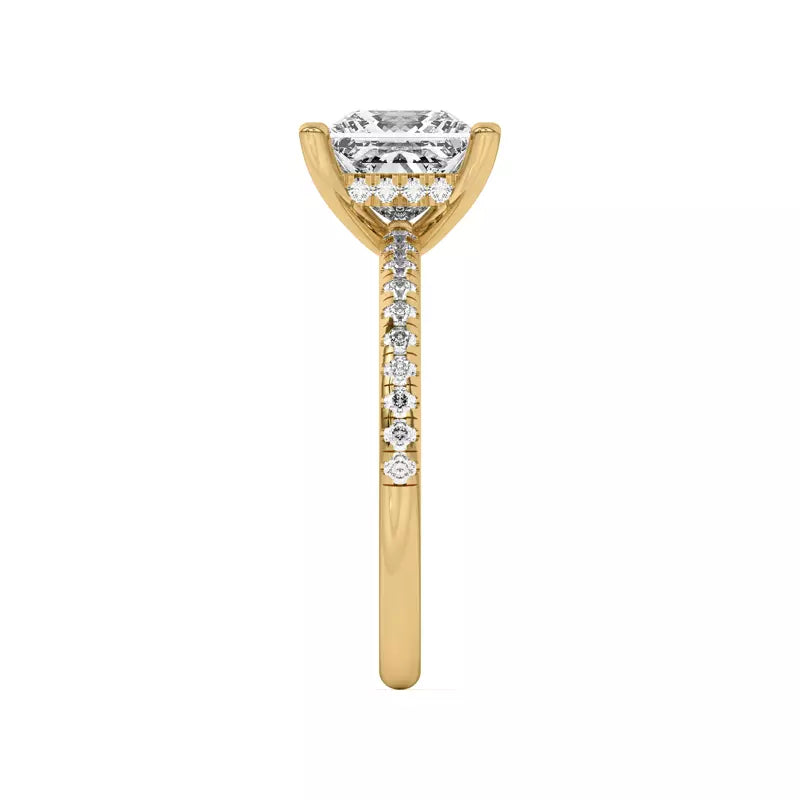 Princess Cut Lab Grown Pave Engagement Ring