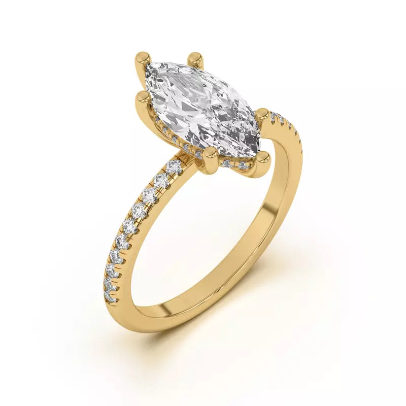 Marquise Lab Grown Pave Engagement Ring