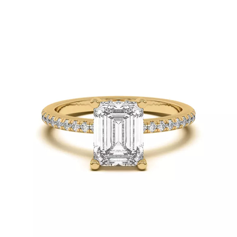 Emerald Cut Lab Grown Pave Engagement Ring