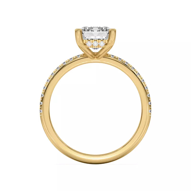 Emerald Cut Lab Grown Pave Engagement Ring