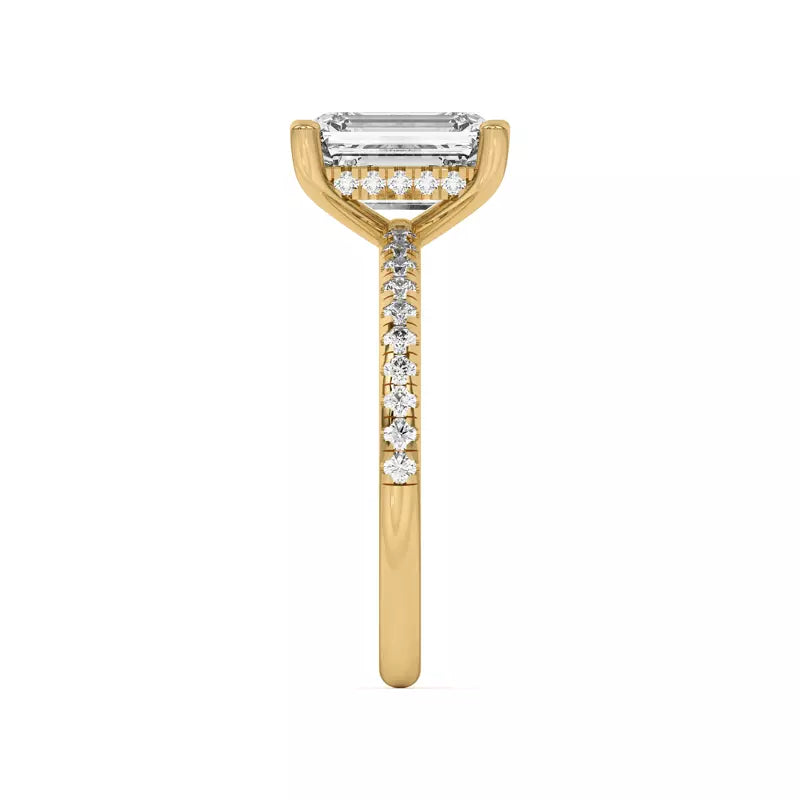 Emerald Cut Lab Grown Pave Engagement Ring