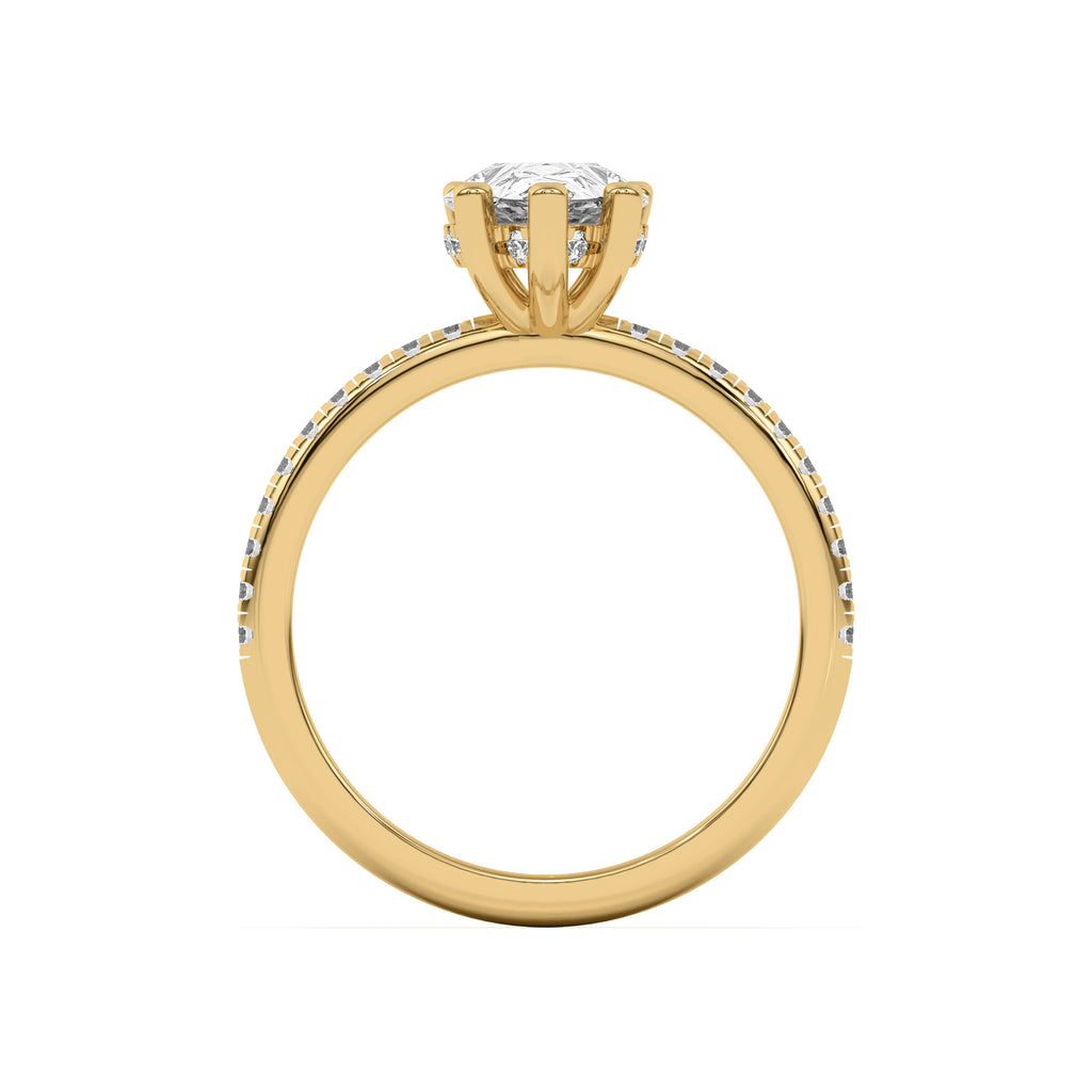 Pear Shape Lab Grown Pave Engagement Ring