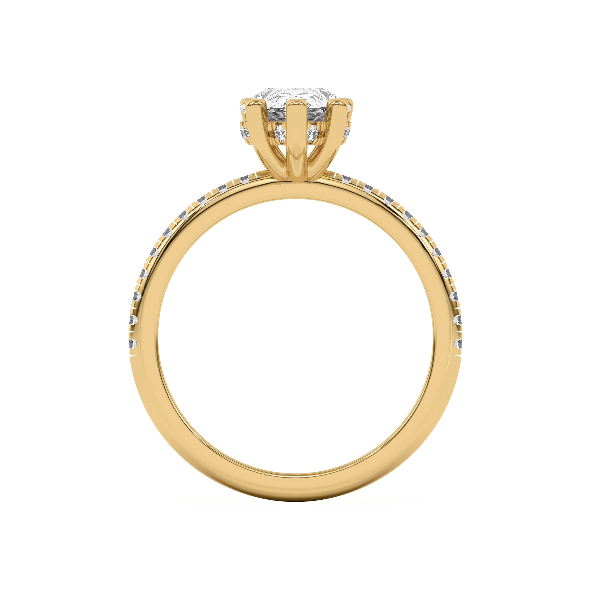 Pear Shape Lab Grown Pave Engagement Ring