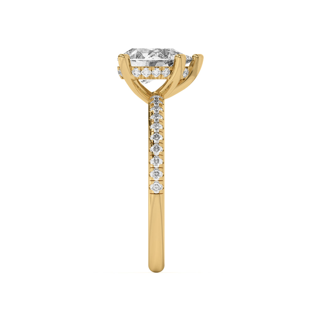 Pear Shape Lab Grown Pave Engagement Ring