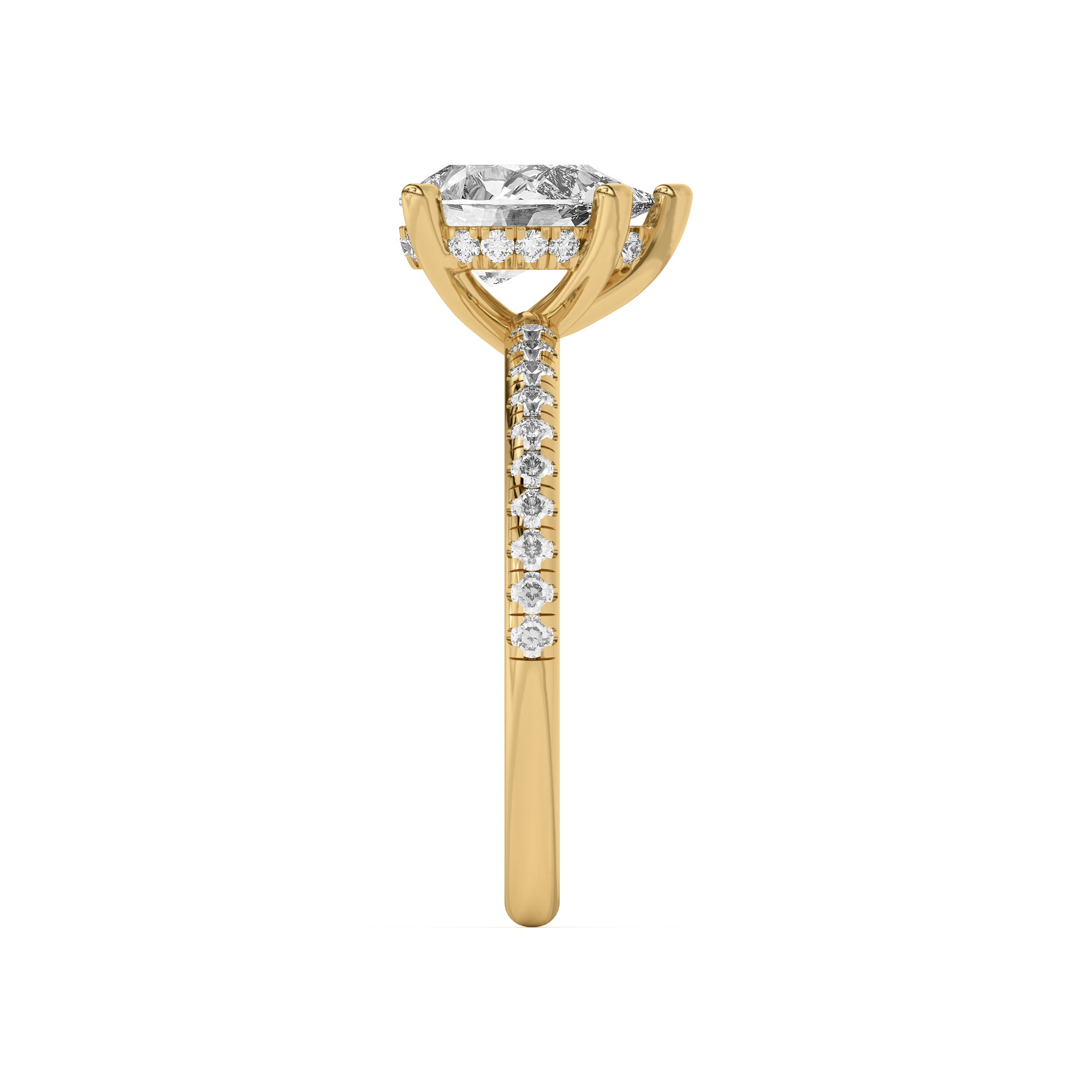 Pear Shape Lab Grown Pave Engagement Ring