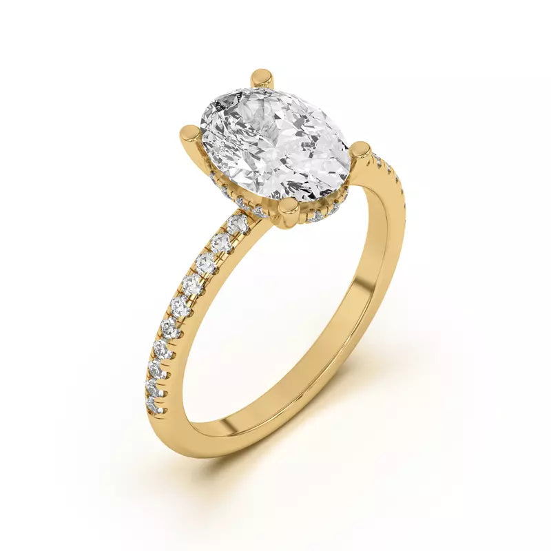 Oval Lab Grown Pave Engagement Ring