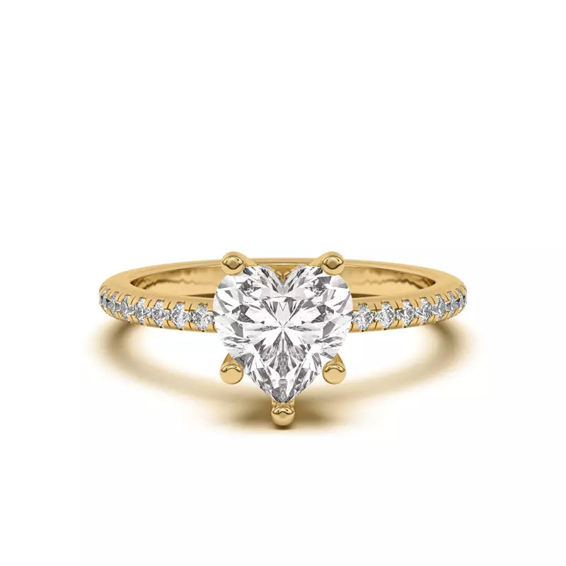 Heart Shape Lab Grown Pave Engagement Ring