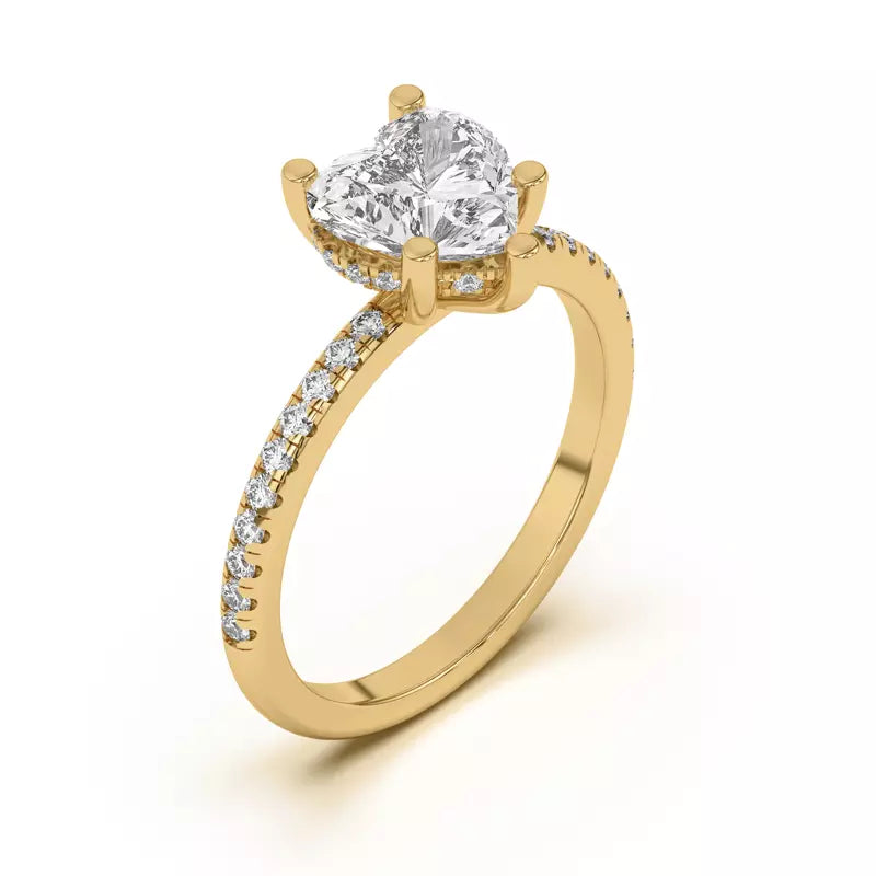 Heart Shape Lab Grown Pave Engagement Ring