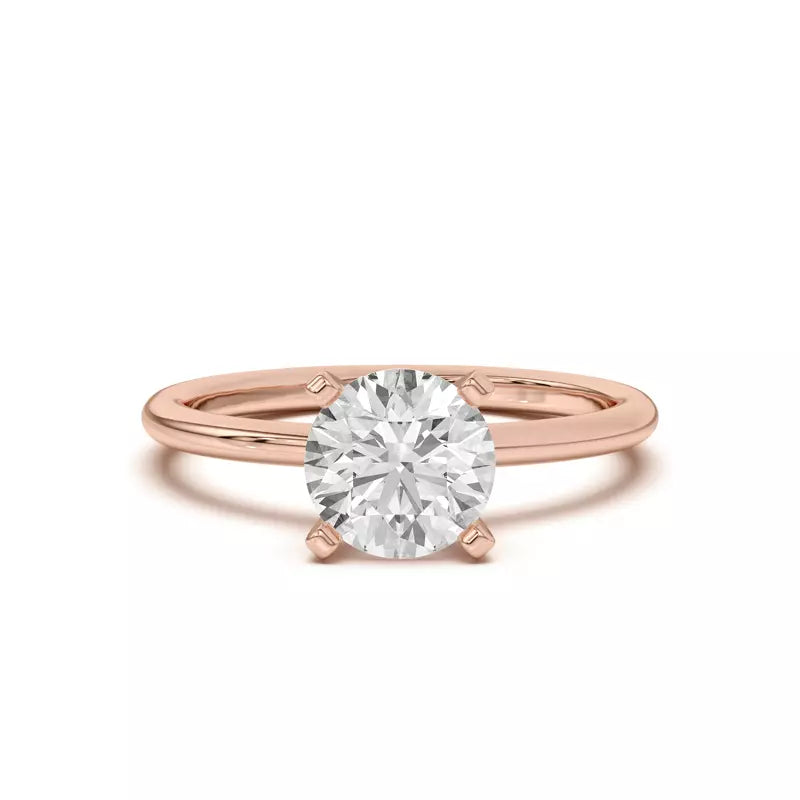 Classic Roiund Solitarie Lab Grown Engagement Ring