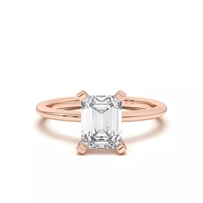 Classic Emerald Cut Solitarie Lab Grown Engagement Ring