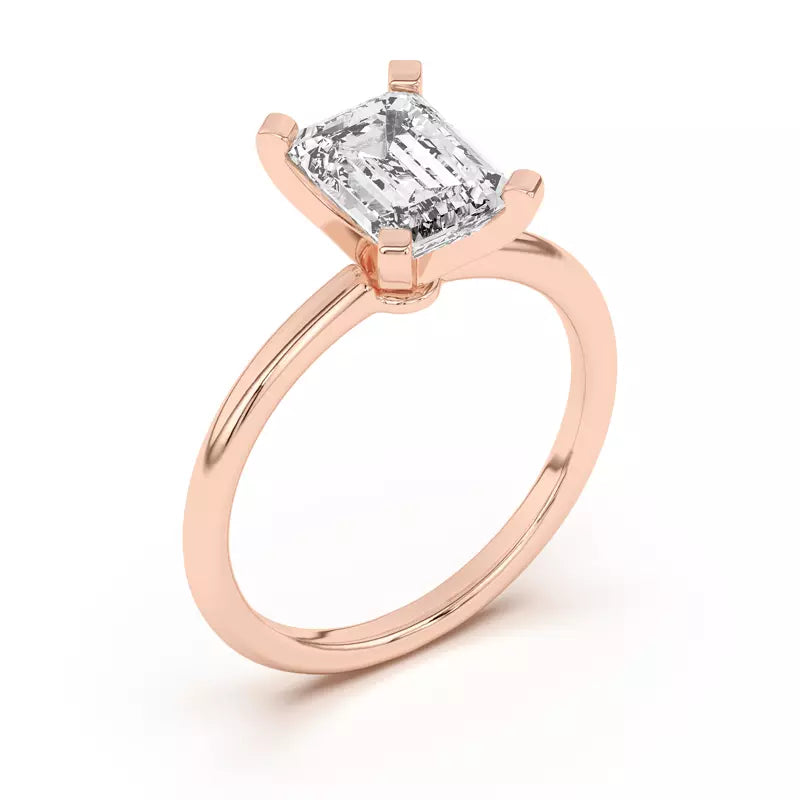 Classic Emerald Cut Solitarie Lab Grown Engagement Ring