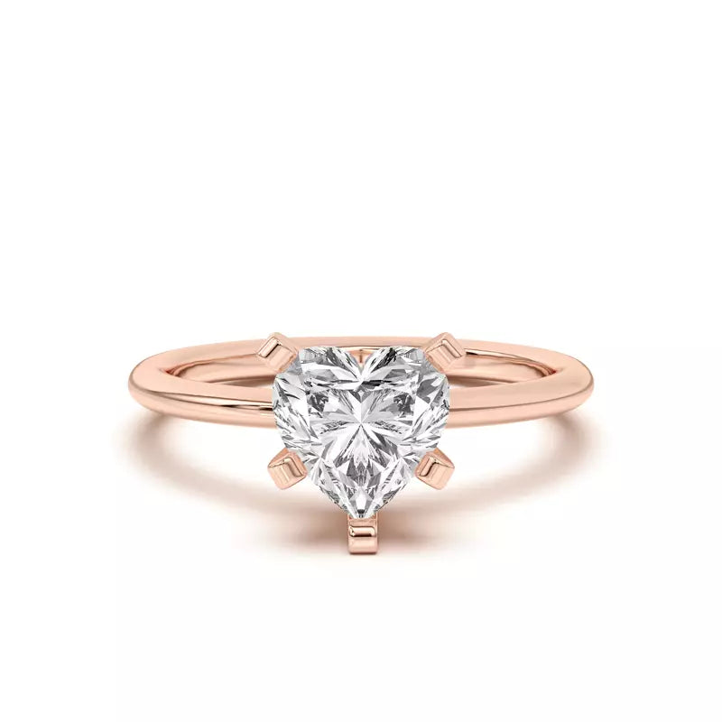 Heart Shape Solitarie Lab Grown Engagement Ring