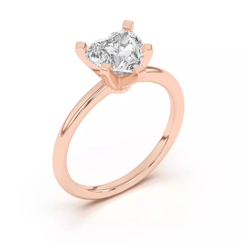 Heart Shape Solitarie Lab Grown Engagement Ring