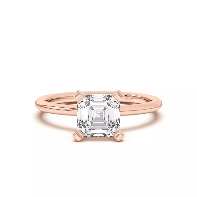 Classic Asscher Cut Solitarie Lab Grown Engagement Ring