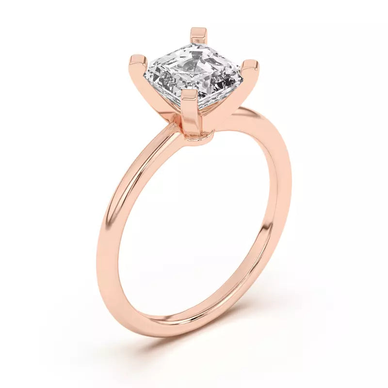 Classic Asscher Cut Solitarie Lab Grown Engagement Ring