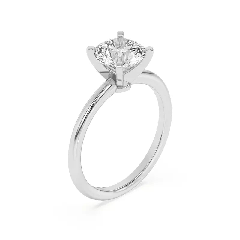 Classic Roiund Solitarie Lab Grown Engagement Ring