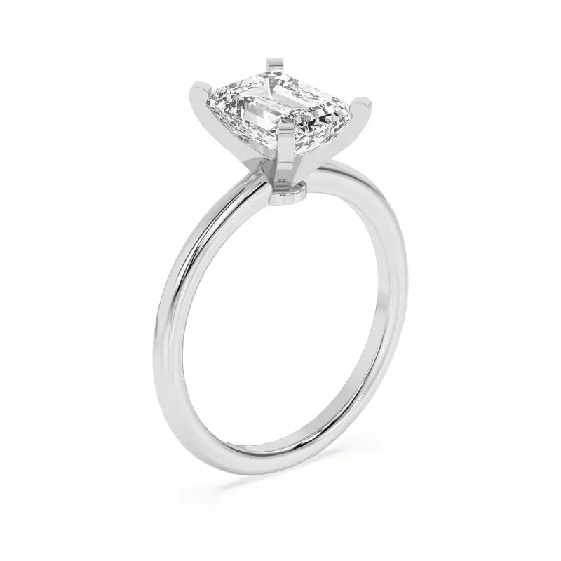 Classic Emerald Cut Solitarie Lab Grown Engagement Ring