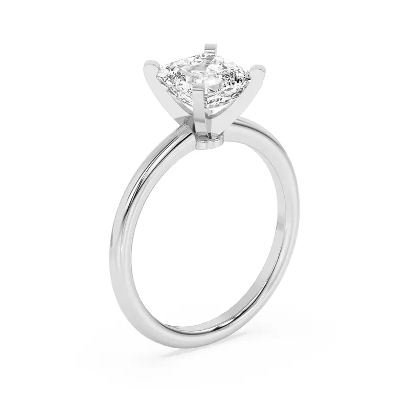 Classic Asscher Cut Solitarie Lab Grown Engagement Ring