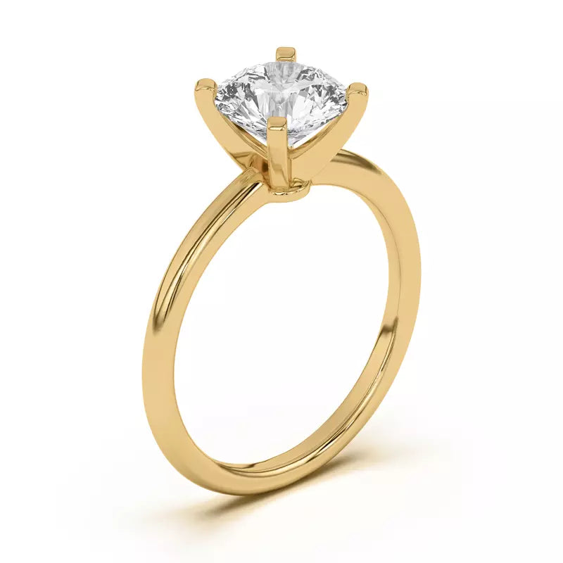 Classic Roiund Solitarie Lab Grown Engagement Ring