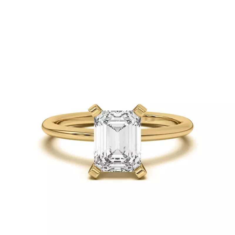 Classic Emerald Cut Solitarie Lab Grown Engagement Ring