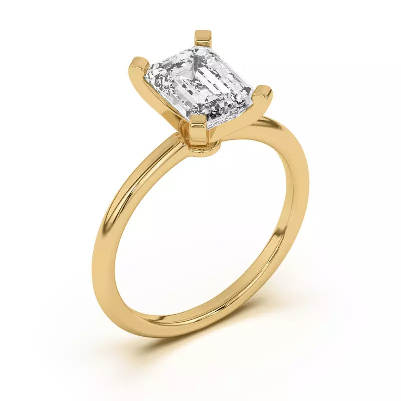 Classic Emerald Cut Solitarie Lab Grown Engagement Ring
