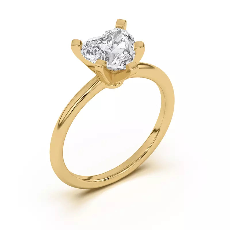 Heart Shape Solitarie Lab Grown Engagement Ring
