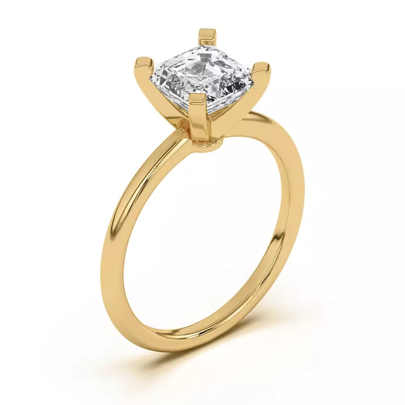 Classic Asscher Cut Solitarie Lab Grown Engagement Ring