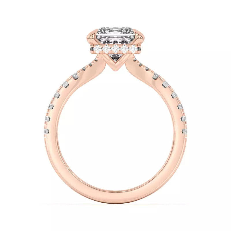 Princess Cut ,Split Shank Lab Grown Engagement Ring