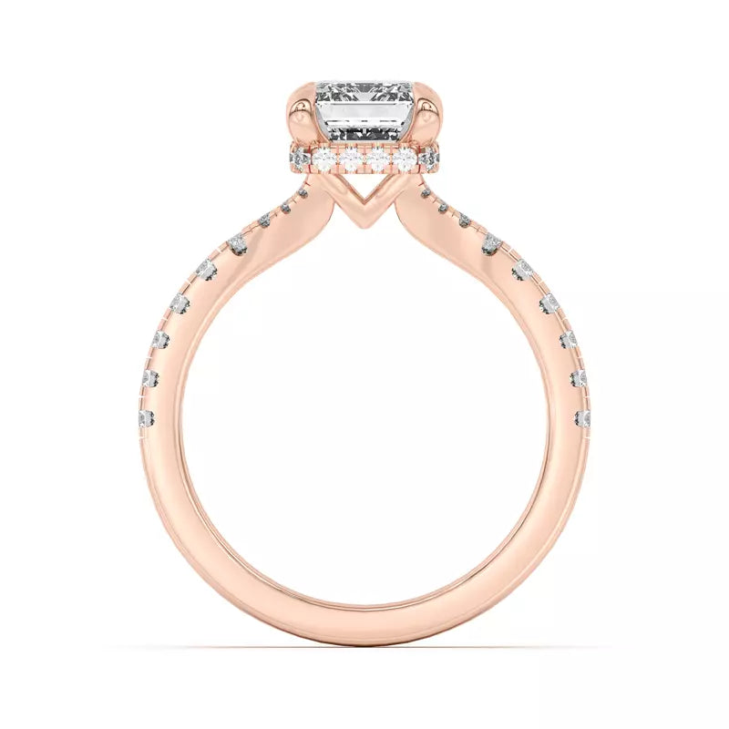 Emerald Cut,Split Shank Lab Grown Engagement Ring